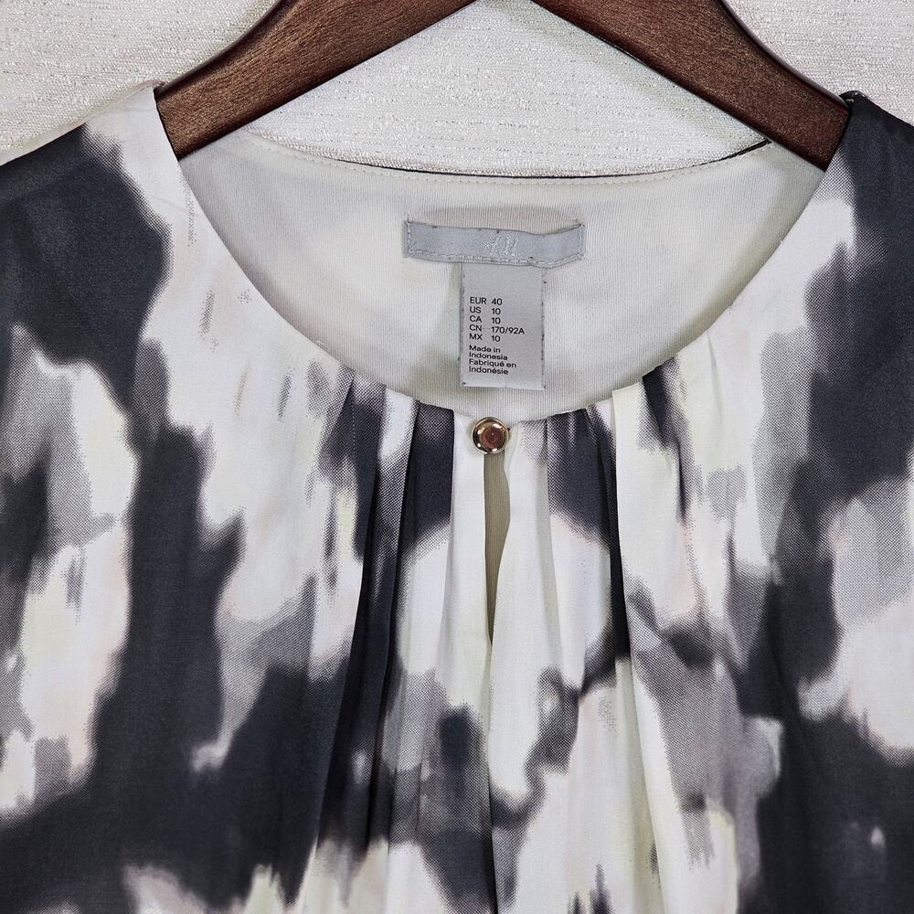 H&M Dress Abstract Black, White, Yellow Floral Sleeveless Medium - Picture 2 of 4